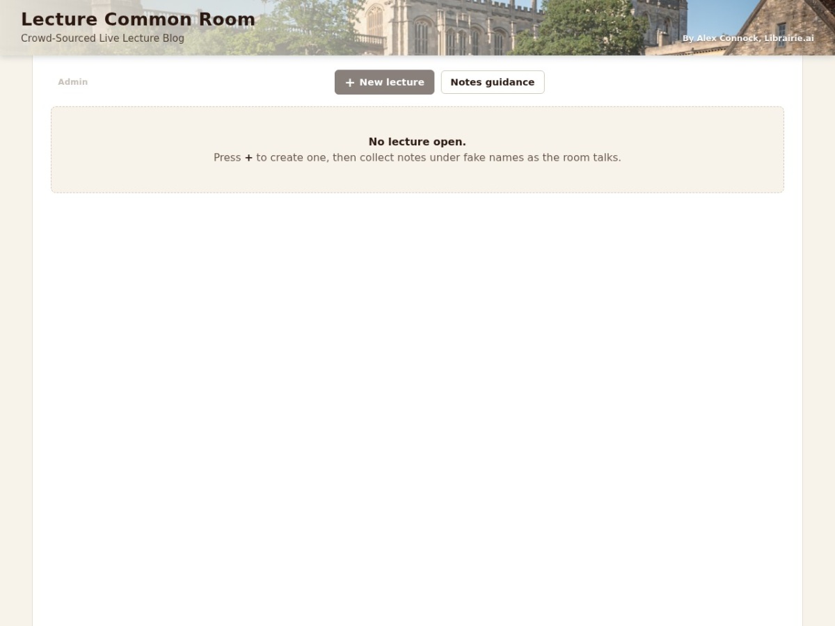 Preview of Lecture Common Room — Crowd-Sourced Live Lecture Blog